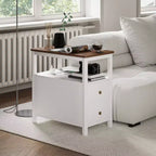 Table d'appoint étroite HOMCOM avec station de charge et ports USB pour salon, table d'appoint moderne avec tiroirs, étagère