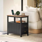 Table d'appoint étroite HOMCOM avec station de charge et ports USB pour salon, table d'appoint moderne avec tiroirs, étagère