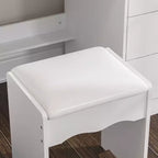 Ensemble coiffeuse blanche Famapy avec tabouret, miroir de maquillage éclairé et station de recharge, organisateur de coiffeuse