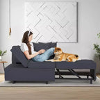 Fauteuil de lit de repos 3-en-1 Erommy, canapé-lit escamotable avec dossier réglable sur 5 positions et tissu en faux lin