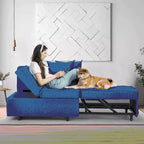 Fauteuil de lit de repos 3-en-1 Erommy, canapé-lit escamotable avec dossier réglable sur 5 positions et tissu en faux lin