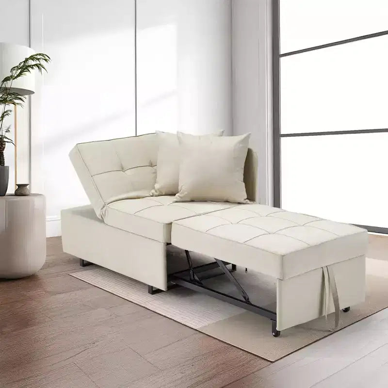 Fauteuil de lit de repos 3-en-1 Erommy, canapé-lit escamotable avec dossier réglable sur 5 positions et tissu en faux lin