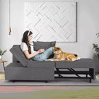 Fauteuil de lit de repos 3-en-1 Erommy, canapé-lit escamotable avec dossier réglable sur 5 positions et tissu en faux lin
