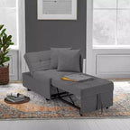 Fauteuil de lit de repos 3-en-1 Erommy, canapé-lit escamotable avec dossier réglable sur 5 positions et tissu en faux lin