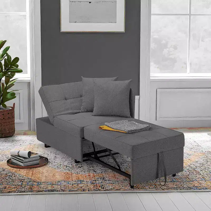 Fauteuil de lit de repos 3-en-1 Erommy, canapé-lit escamotable avec dossier réglable sur 5 positions et tissu en faux lin