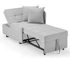 Fauteuil de lit de repos 3-en-1 Erommy, canapé-lit escamotable avec dossier réglable sur 5 positions et tissu en faux lin
