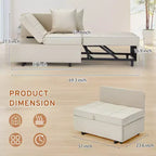 Fauteuil de lit de repos 3-en-1 Erommy, canapé-lit escamotable avec dossier réglable sur 5 positions et tissu en faux lin