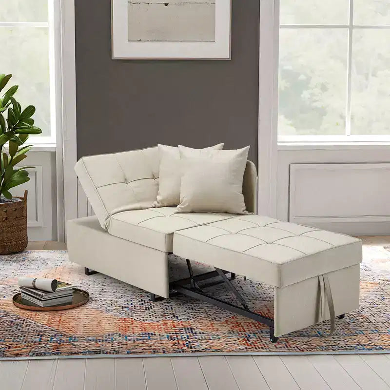 Fauteuil de lit de repos 3-en-1 Erommy, canapé-lit escamotable avec dossier réglable sur 5 positions et tissu en faux lin