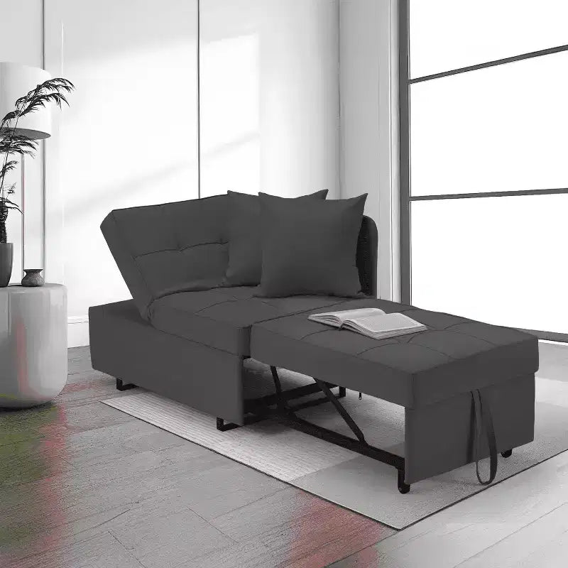 Fauteuil de lit de repos 3-en-1 Erommy, canapé-lit escamotable avec dossier réglable sur 5 positions et tissu en faux lin