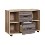 Meuble de classement AndMakers à 3 tiroirs de 99 cm de large pour bureau à domicile, classeur latéral mobile, support d'imprimante avec étagères de rangement ouvertes