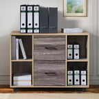 Meuble de classement AndMakers à 3 tiroirs de 99 cm de large pour bureau à domicile, classeur latéral mobile, support d'imprimante avec étagères de rangement ouvertes