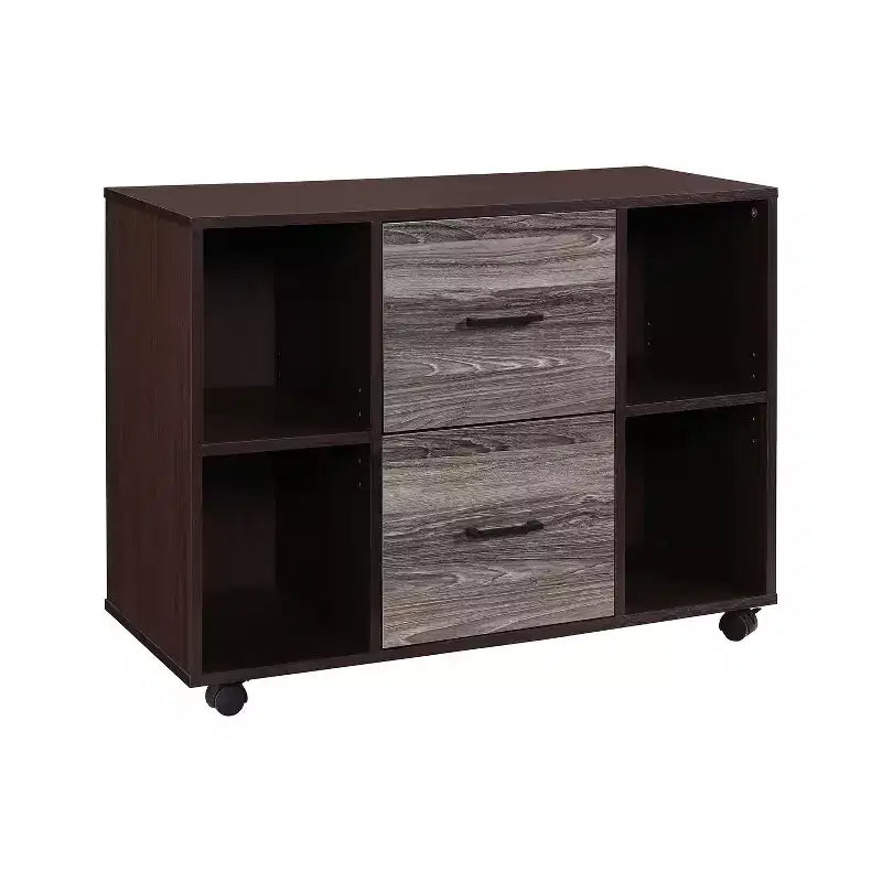 Meuble de classement AndMakers à 3 tiroirs de 99 cm de large pour bureau à domicile, classeur latéral mobile, support d'imprimante avec étagères de rangement ouvertes