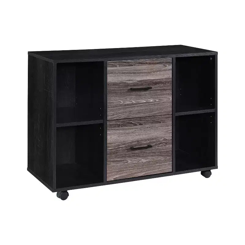 Meuble de classement AndMakers à 3 tiroirs de 99 cm de large pour bureau à domicile, classeur latéral mobile, support d'imprimante avec étagères de rangement ouvertes