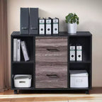 Meuble de classement AndMakers à 3 tiroirs de 99 cm de large pour bureau à domicile, classeur latéral mobile, support d'imprimante avec étagères de rangement ouvertes