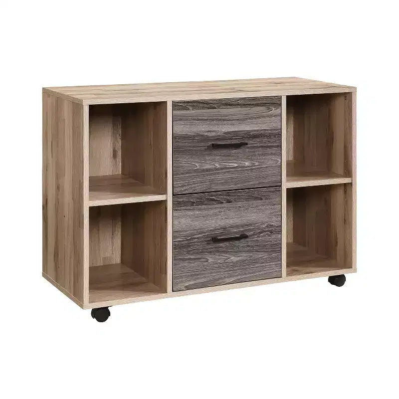 Meuble de classement AndMakers à 3 tiroirs de 99 cm de large pour bureau à domicile, classeur latéral mobile, support d'imprimante avec étagères de rangement ouvertes