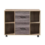 Meuble de classement AndMakers à 3 tiroirs de 99 cm de large pour bureau à domicile, classeur latéral mobile, support d'imprimante avec étagères de rangement ouvertes
