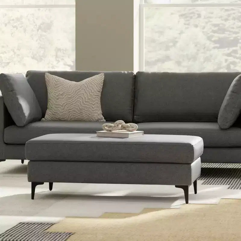 Banc ottoman rectangulaire WyndenHall Lana de style Mid-Century