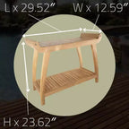 Banc de spa courbé Nordic Teak 30 naturel pour douche et bain avec étagère - Beige