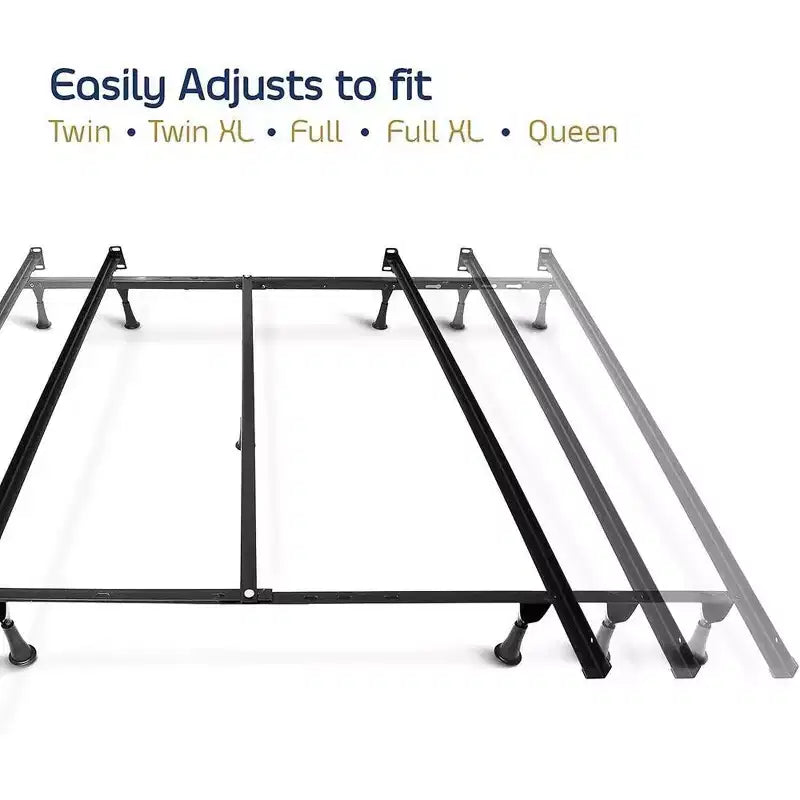 Sommier tapissier réglable Nestl avec pieds de support centraux, cadre de lit plateforme métallique robuste