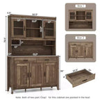 Meuble de rangement de cuisine Costway avec comptoir à micro-ondes, doubles portes vitrées, 2 tiroirs