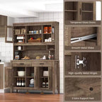 Meuble de rangement de cuisine Costway avec comptoir à micro-ondes, doubles portes vitrées, 2 tiroirs