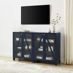Crosley 60 Cassai Buffet multimédia 2 pièces : Portes vitrées, étagères réglables, gestion des câbles
