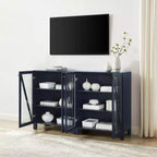 Crosley 60 Cassai Buffet multimédia 2 pièces : Portes vitrées, étagères réglables, gestion des câbles