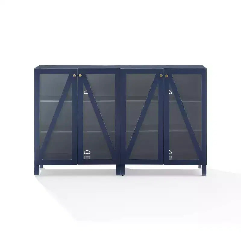 Crosley 60 Cassai Buffet multimédia 2 pièces : Portes vitrées, étagères réglables, gestion des câbles