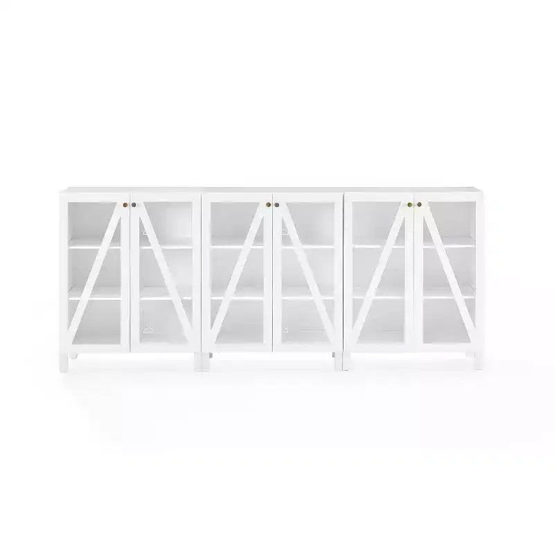 Crosley Cassai Ensemble de 3 armoires de rangement de 228,6 cm, style ferme moderne, étagères réglables