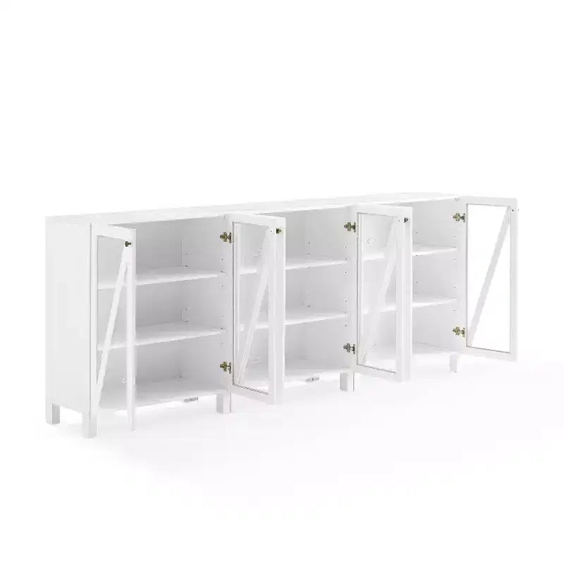 Crosley Cassai Ensemble de 3 armoires de rangement de 228,6 cm, style ferme moderne, étagères réglables