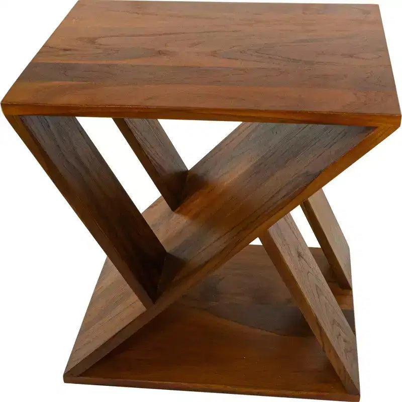 Tabouret à lattes en teck nordique - Marron