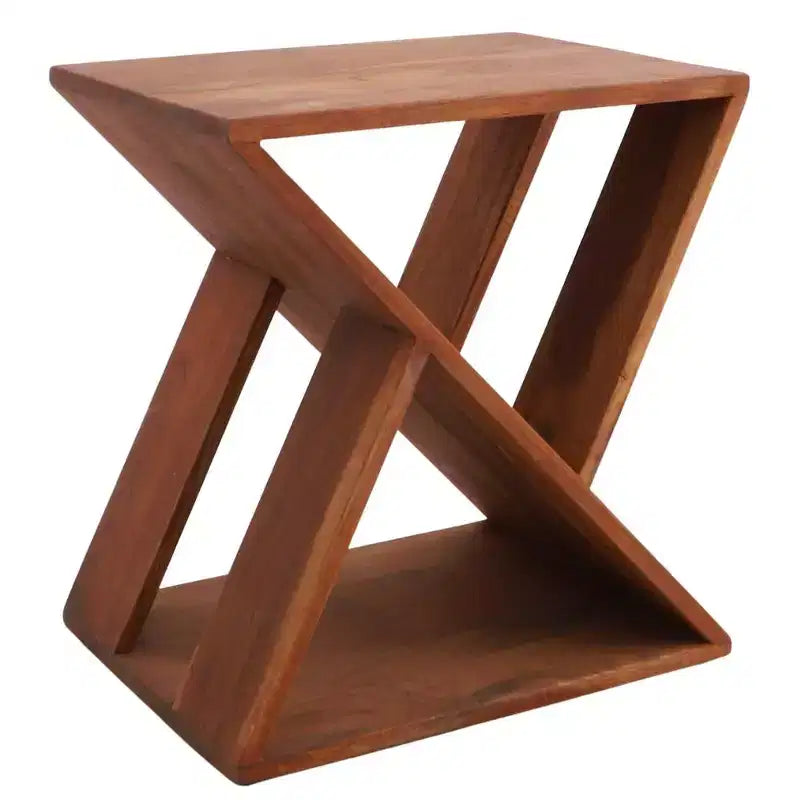 Tabouret à lattes en teck nordique - Marron
