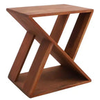 Tabouret à lattes en teck nordique - Marron