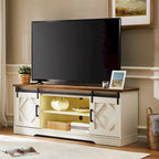 Meuble TV avec portes coulissantes façon porte de grange et table basse, lot de 2