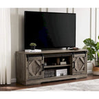 Meuble TV avec portes coulissantes façon porte de grange et table basse, lot de 2