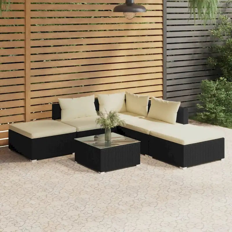 vidaXL Salon de jardin modulaire d'extérieur avec table en rotin synthétique