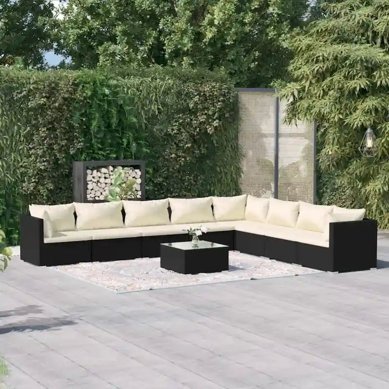 vidaXL Salon de jardin modulaire d'extérieur avec table en rotin synthétique