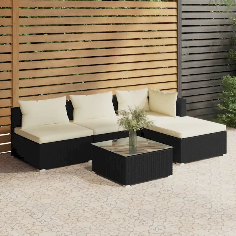 vidaXL Salon de jardin modulaire d'extérieur avec table en rotin synthétique