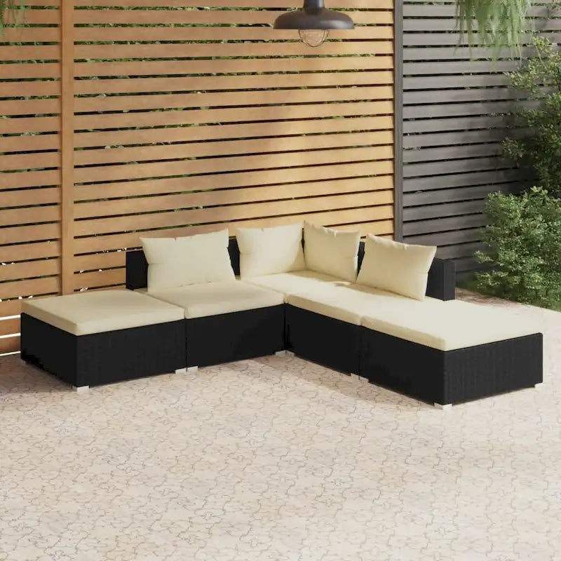 vidaXL Salon de jardin modulaire d'extérieur avec table en rotin synthétique