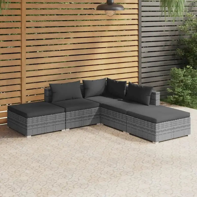 vidaXL Salon de jardin modulaire d'extérieur avec table en rotin synthétique