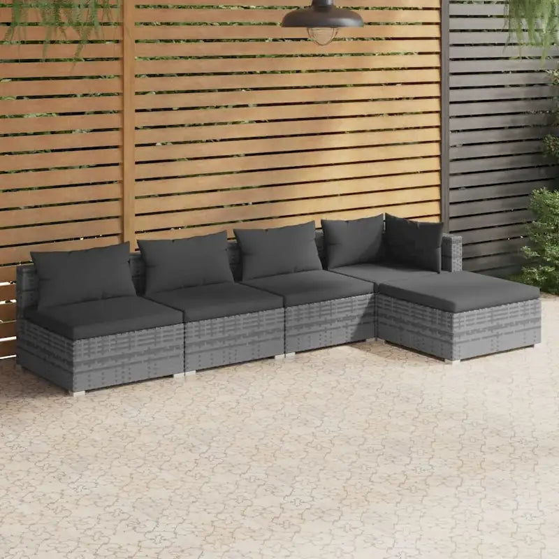 vidaXL Salon de jardin modulaire d'extérieur avec table en rotin synthétique