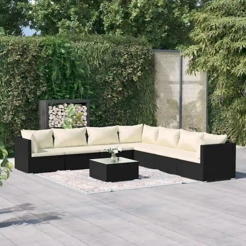 vidaXL Salon de jardin modulaire d'extérieur avec table en rotin synthétique