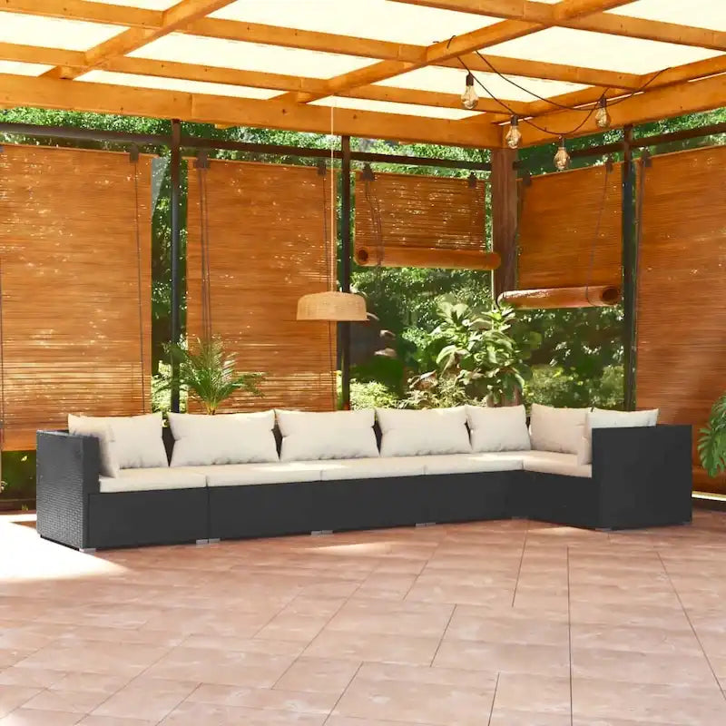 vidaXL Salon de jardin modulaire d'extérieur avec table en rotin synthétique