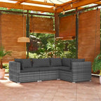 vidaXL Salon de jardin modulaire d'extérieur avec table en rotin synthétique