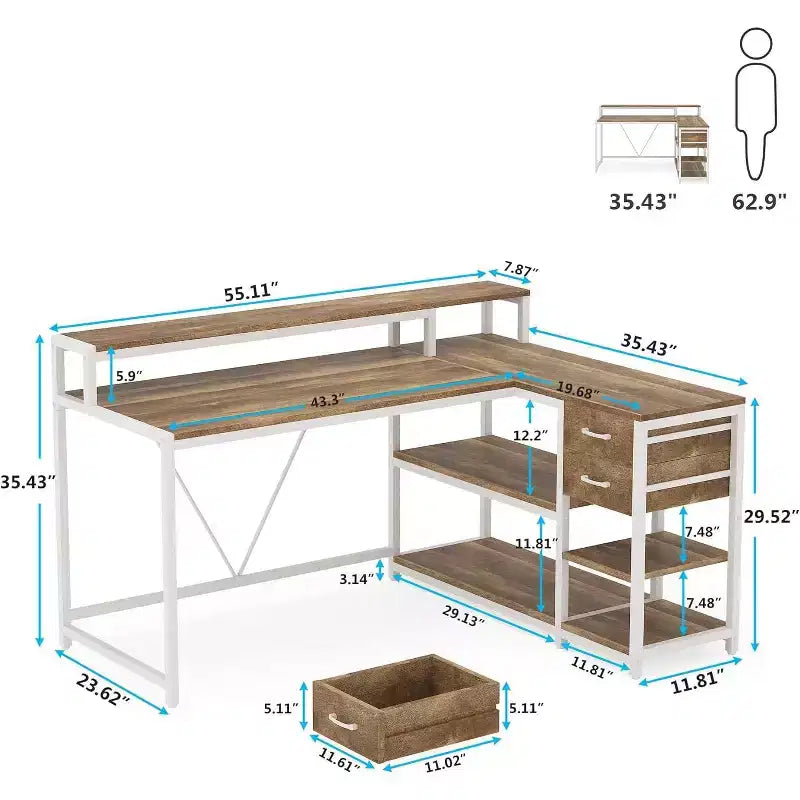 Bureau d'angle informatique Lantine L