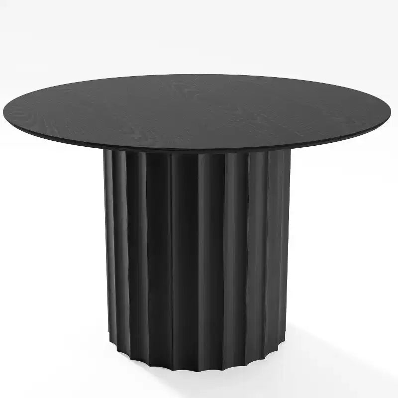 Table de salle à manger ronde Dovelina de style Mid-Century, table de cuisine en bois, table de salle à manger pour 4 personnes - Noir