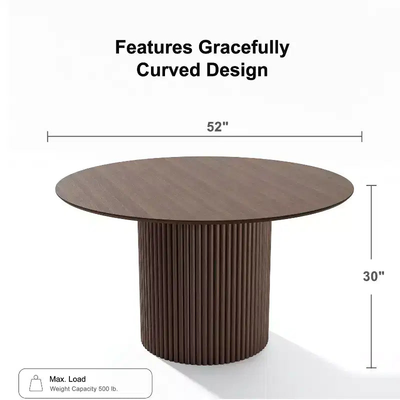 Dovelina Table de salle à manger ronde du milieu du siècle, table de cuisine en bois pour 4 personnes - Noyer