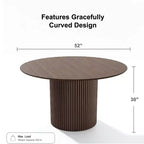 Dovelina Table de salle à manger ronde du milieu du siècle, table de cuisine en bois pour 4 personnes - Noyer