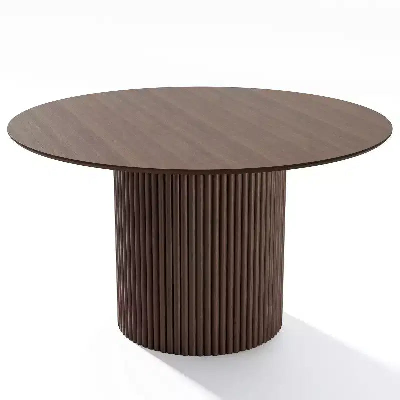 Dovelina Table de salle à manger ronde du milieu du siècle, table de cuisine en bois pour 4 personnes - Noyer