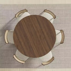 Dovelina Table de salle à manger ronde du milieu du siècle, table de cuisine en bois pour 4 personnes - Noyer
